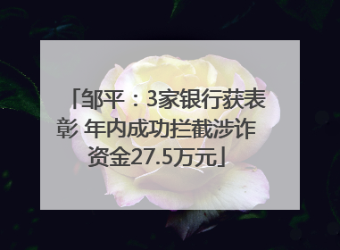 邹平：3家银行获表彰 年内成功拦截涉诈资金27.5万元